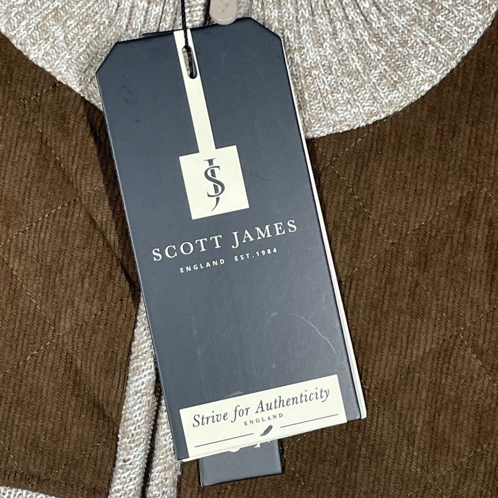 Scott James Mens Full Zip Sweater Jacket Quilted Brown Plaid Fleece Lined New M - Picture 3 of 12
